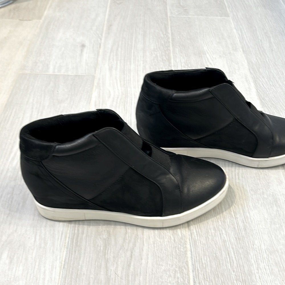 Vionic Black Wedge High-Top Sneakers with Slip-On Design and White Sole